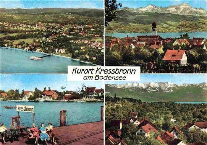 Kressbronn Bodensee Fliegeraufnahme Panorama Am Faehrbahnhof – Ansichtskarte Kressbronn