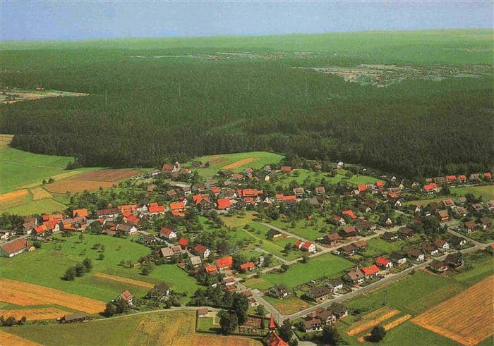 Oberkollbach Fliegeraufnahme mit Gasthaus zum Lamm – Ansichtskarte Oberkollbach