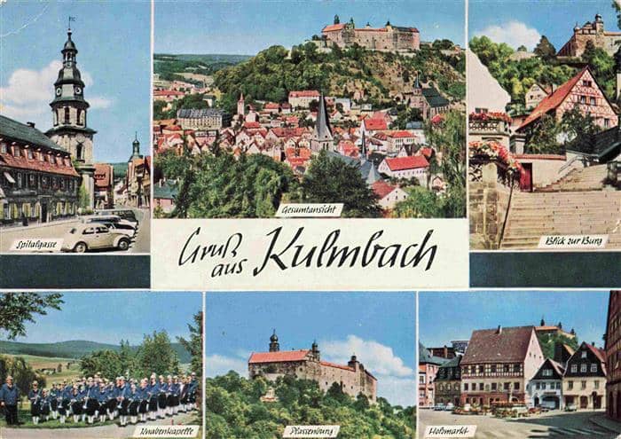 Kulmbach Bayern Spitalgasse Stadt und Burg Knabenkapelle Plassenburg Holzmarkt – Ansichtskarte Kulmbach