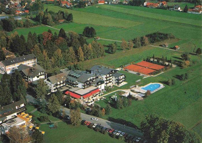 BAD WoeRISHOFEN Kur und Sporthotel Tanneck mit Sanatorium Fliegeraufnahme – Ansichtskarte Bad Wörishofen