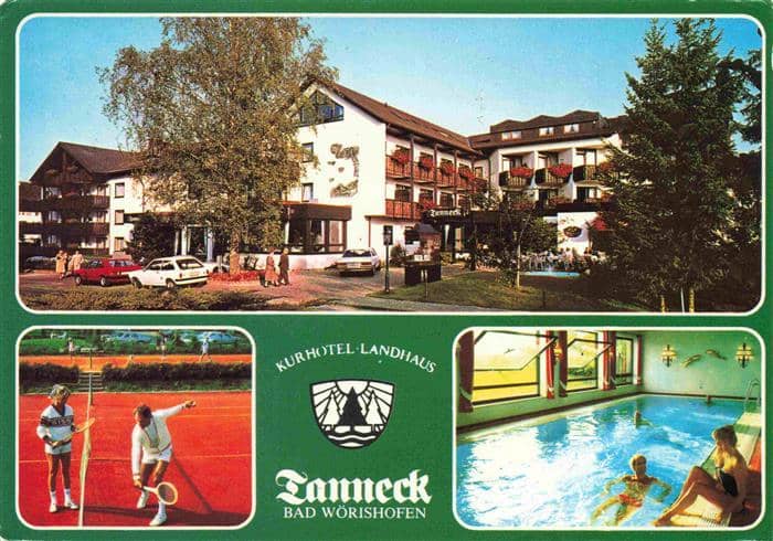 BAD WoeRISHOFEN Kurhotel Landhaus Tanneck Tennisplatz Hallenbad – Ansichtskarte Bad Wörishofen