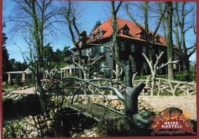 Bispingen Jagdvilla Iserhatsche Heide-Kastell Holzbruecke – Ansichtskarte Bispingen