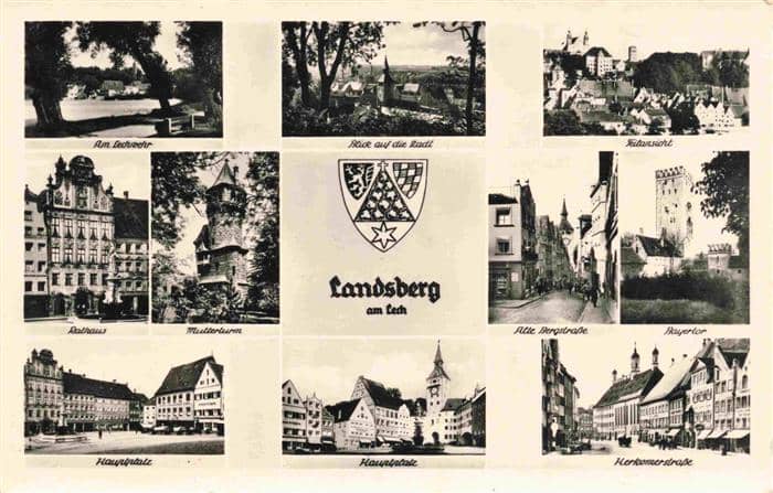 Landsberg Lech Bayern Am Lechner Rathaus Mutterturm Hauptplatz Teilansicht Alte – Ansichtskarte Landsberg am Lech