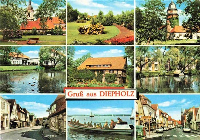Diepholz Anlagen Ententeich Langestrasse Park Die Muente Duemmersee Schloss – Ansichtskarte Diepholz