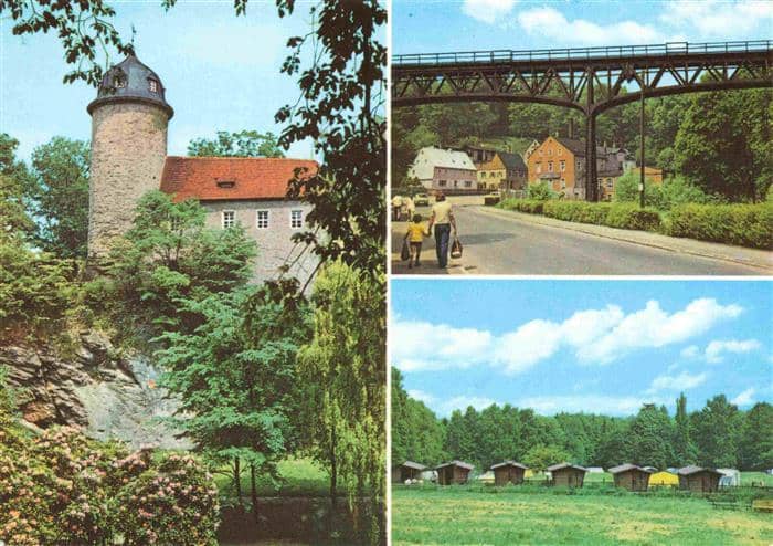 Oberrabenstein Chemnitz Burg Rabenstein Alter Eisenbahnviadukt Zeltplatz – Ansichtskarte Chemnitz