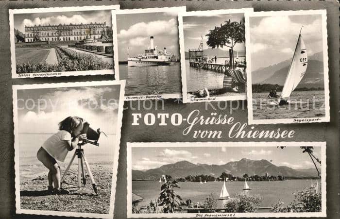 Fotograf Fotokunst Kind Chiemsee Segelsport Dampfer Schwim – Ansichtskarte