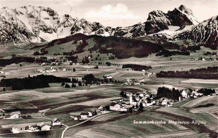 Hopferau Panorama Alpen – Ansichtskarte Hopferau