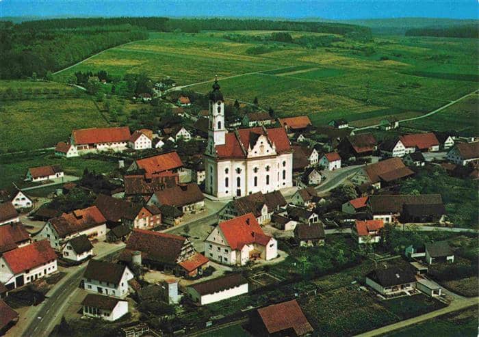 Bad Schussenried Wallfahrtskirche Steinhausen Fliegeraufnahme – Ansichtskarte Bad Schussenried