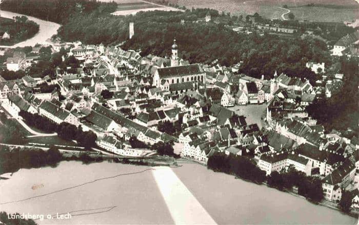 Landsberg Lech Bayern Fliegeraufnahme – Ansichtskarte Landsberg am Lech