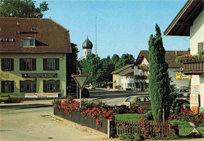 Baierbrunn Bayern Ortspartie mit Gasthof Georgenstein – Ansichtskarte Baierbrunn