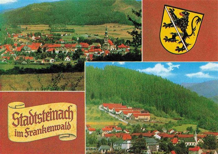 Stadtsteinach Panorama Frankenwald Wappen – Ansichtskarte Stadtsteinach