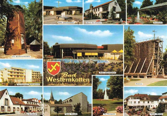 Bad Westernkotten Sole-Thermalbad Haus des Gastes Kurhalle Saline Sanatorium Kur – Ansichtskarte Erwitte
