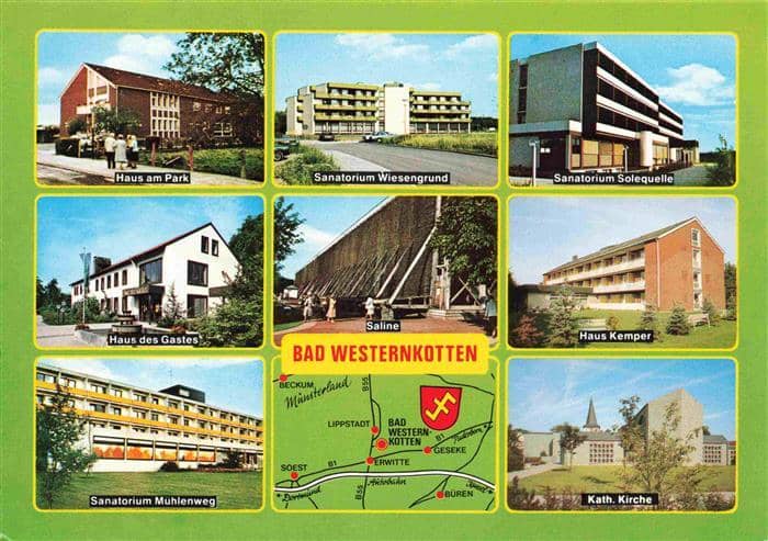 Bad Westernkotten Haus am Park Sanatorium Kurhaus Saline Kirche – Ansichtskarte Erwitte