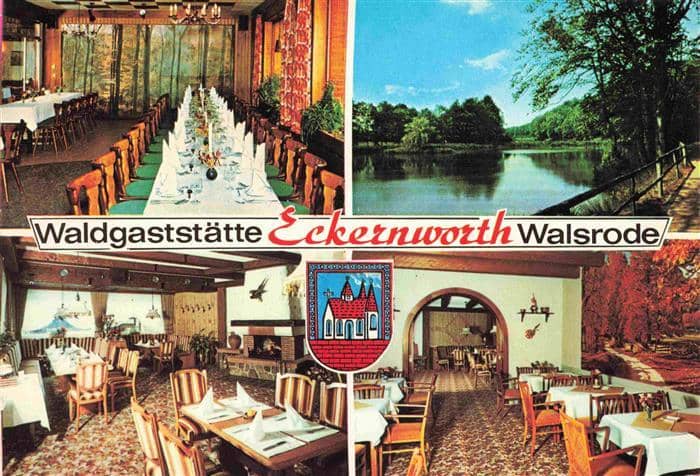 Walsrode Lueneburger Heide Waldgaststaette Eckernworth Speisesaal Gastraeume See – Ansichtskarte Walsrode