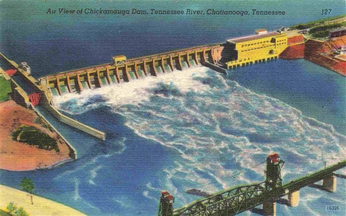 Chattanooga Tennessee USA Air View of Chickamauga Dam – Ansichtskarte Chattanooga