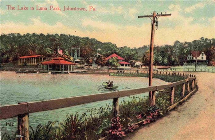 Johnstown Pennsylvania USA The Lake in Luna Park – Ansichtskarte Johnstown Pennsylvania