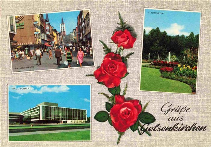 GELSENKIRCHEN NRW Bahnhofstrasse Stadtgarten Staedt Buehnen – Ansichtskarte Gelsenkirchen