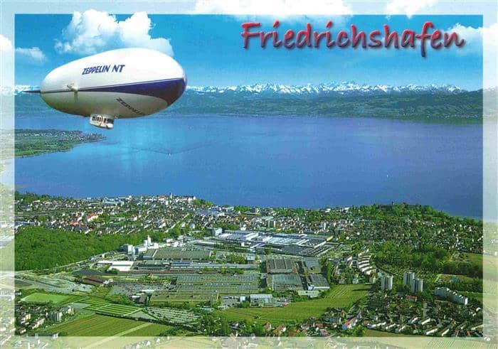 Friedrichshafen Bodensee Fliegeraufnahme mit Zeppelin – Ansichtskarte Friedrichshafen Bodensee