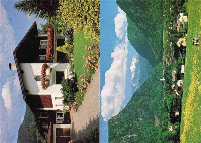 Inzell Traunstein Bayern Gaestehaus Boehm Gesamtansicht mit Alpenpanorama – Ansichtskarte Inzell