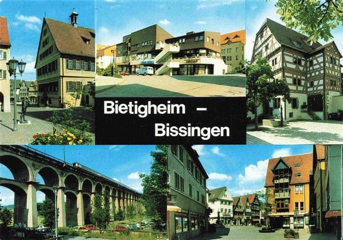 Bietigheim-Bissingen Enz BW Marktplatz Fachwerkhaus Viadukt Ortspartien – Ansichtskarte Bietigheim-Bissingen