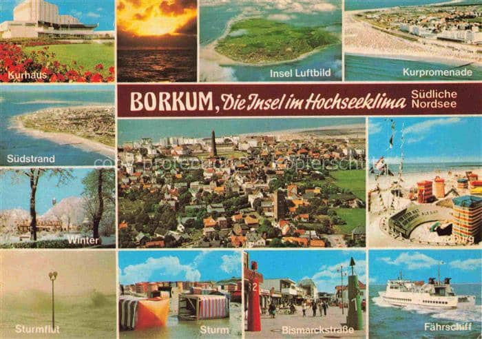 BORKUM Nordseebad Niedersachsen Kurhaus Kurpromenade Suedstrand Bismarckstrasse – Ansichtskarte Borkum