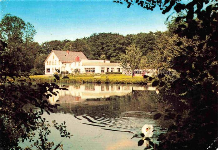 Bremervoerde Walkmuehle Hotel-Restaurant Teich Spiegelung Wald Schwan – Ansichtskarte Bremervörde