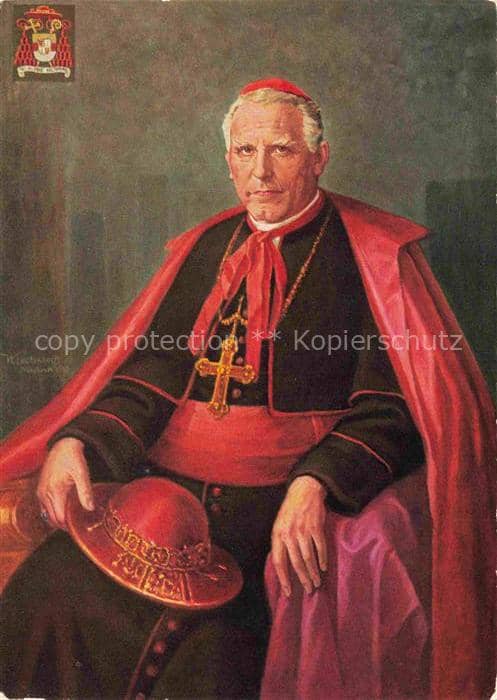 Muenster Kardinal-von-Galen Bischof Portraet Gemaelde Kardinalstracht Kreuz Wapp – Ansichtskarte Münster