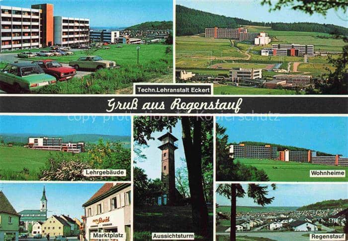 Regenstauf Techn-Lehranstalt-Eckert Lehrgebaeude Wohnheime Marktplatz Aussichtst – Ansichtskarte Regenstauf