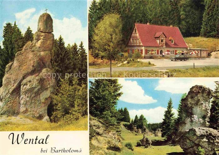 Wental Bartholomae Steinheim Heidenheim BW Wental-Gaststaette Felsformation Kreu – Ansichtskarte Steinheim am Albuch