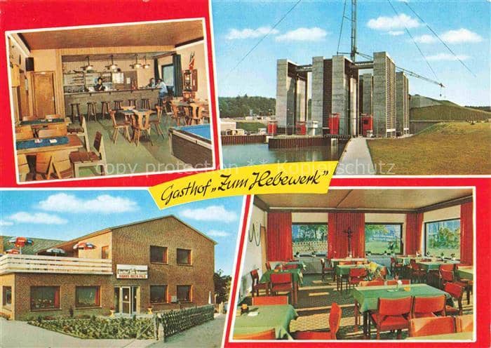 Scharnebeck Lueneburg Niedersachsen Schiffshebewerk Gasthof-Zum-Hebewerk Bar Res – Ansichtskarte Scharnebeck