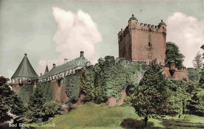 Bad Bentheim Schloss Burg Turm Sandstein Baeume Burganlage – Ansichtskarte Bad Bentheim