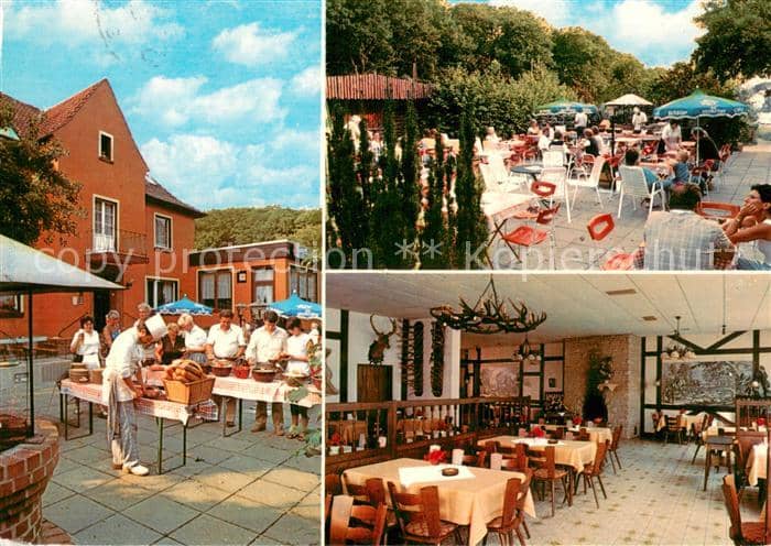 Helmstedt Niedersachsen Waldrestaurant Waldwinkel Grillparty Terrasse Gastraum – Ansichtskarte Helmstedt