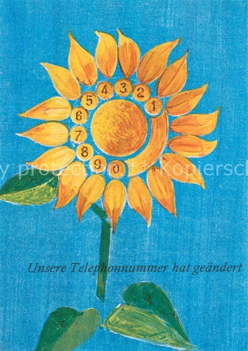 Telefon Sonnenblueme Telephonnummer – Ansichtskarte
