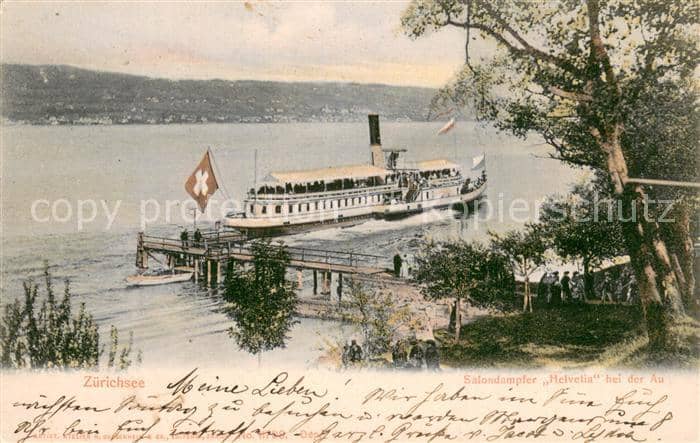 Dampfer Seitenrad Zuerichsee Helvetia Station bei der Au – Ansichtskarte