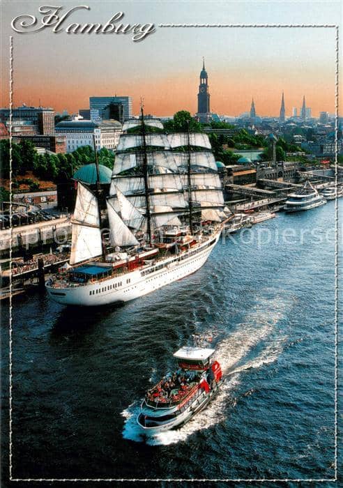 Segelschiffe Hamburg Segelschiff SEA CLOUD 2 auf der Elbe – Ansichtskarte