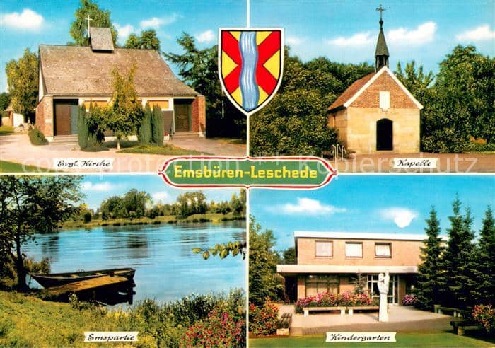 Emsbueren Niedersachsen Kapelle Emspartie Kindergarten Evgl.-Kirche – Ansichtskarte Emsbüren