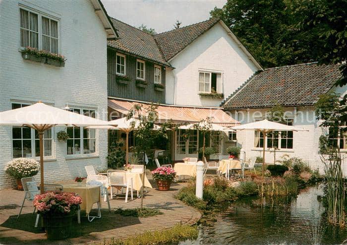 Lage Vuursche Hotel Restaurant De Kastanjehof Gartenterrasse Teich – Ansichtskarte Amersfoort