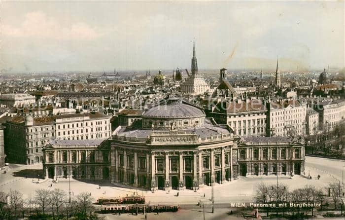 Strassenbahn Wien Panorama mit Burgtheater – Ansichtskarte
