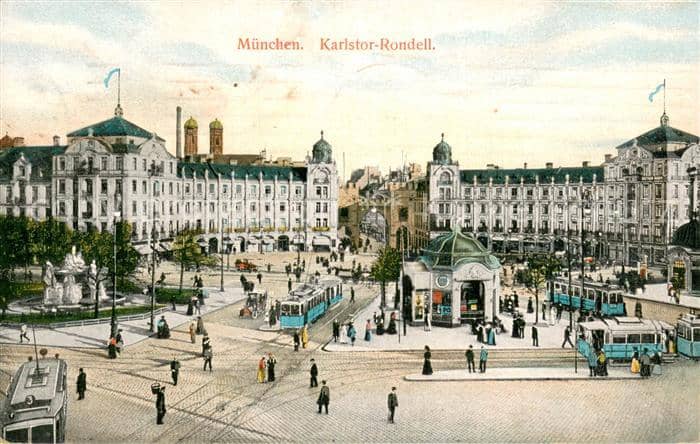 Strassenbahn Muenchen Karlstor Rondell – Ansichtskarte