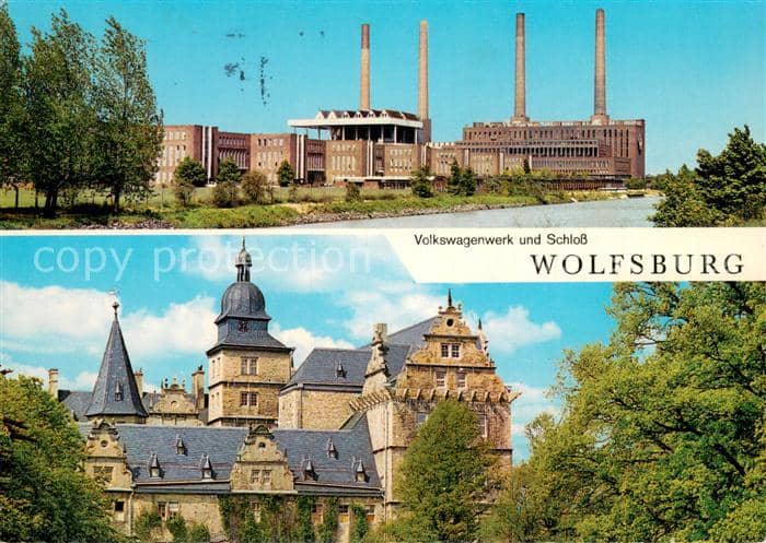 WOLFSBURG Niedersachsen VW Werk und Schloss – Ansichtskarte Wolfsburg