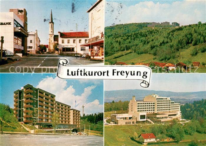 Freyung Freyung-Grafenau Bayern Kirche Panorama Hochhaeuser – Ansichtskarte Freyung