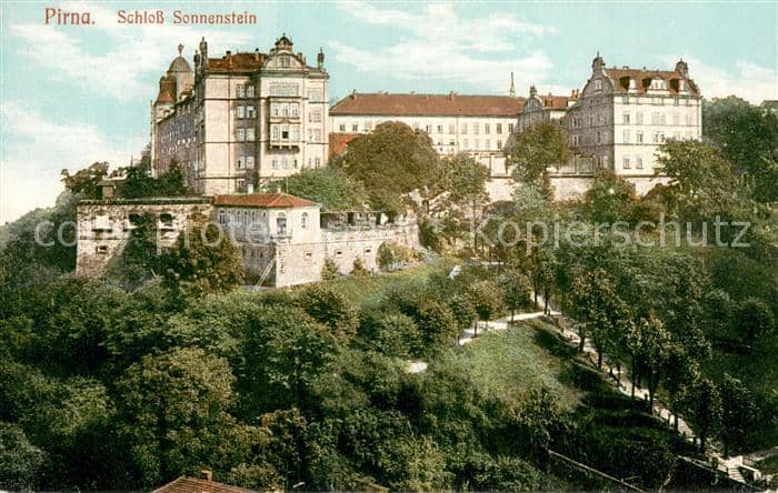 Pirna Elbe Sachsen Schloss Sonnenschein – Ansichtskarte Pirna