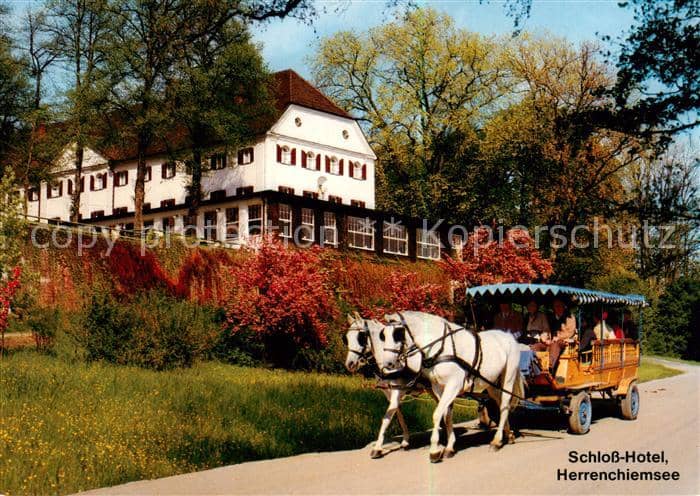 Herrenchiemsee Bayern Prunkschloss Herrenchiemsee Pferdebus – Ansichtskarte Chiemsee