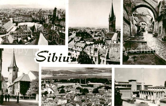 Sibiu Hermannstadt Teilansichten Panorama – Cartolina illustrata