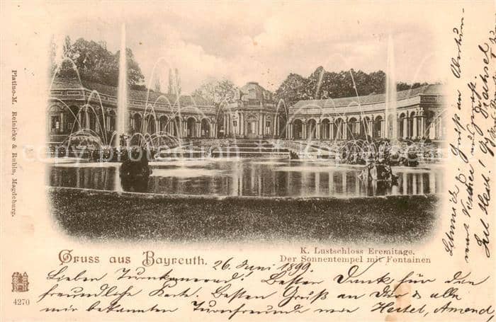 BAYREUTH Bayern Kgl Lustschloss Eremitage Der Sonnentempel mit Fontainen – Ansichtskarte Bayreuth