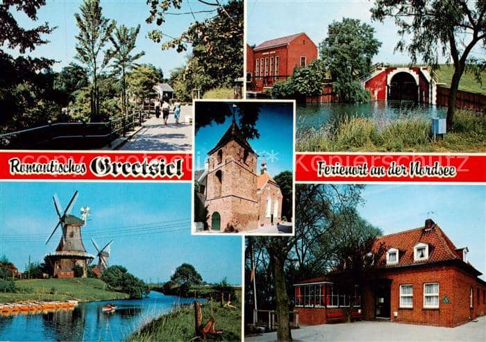 Greetsiel Krummhoern Aurich Niedersachsen Motive Ferienort an der Nordsee Kirch – Ansichtskarte Krummhörn