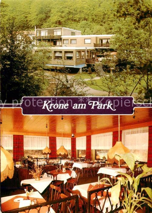 Wieda Osterode Harz Niedersachsen Hotel Krone am Park Gastraum – Ansichtskarte Wieda