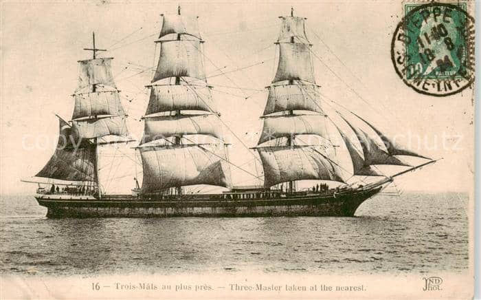 Schiffe Ships Navires Trois Mâls au plus près – Ansichtskarte