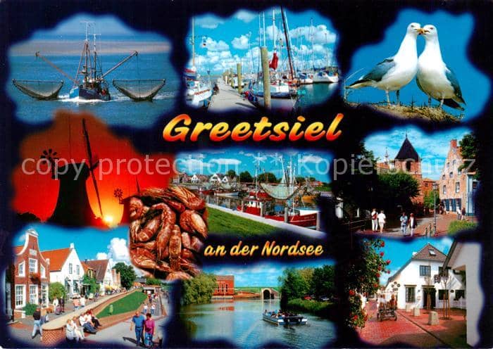 Greetsiel Krummhoern Aurich Niedersachsen Krabbenkutter Yachthafen Ortspartien – Ansichtskarte Krummhörn