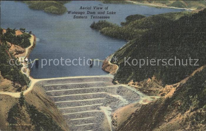 Tennessee US-State Aerial view of Watauga Dam and Lake Eastern Tennesse – Ansichtskarte